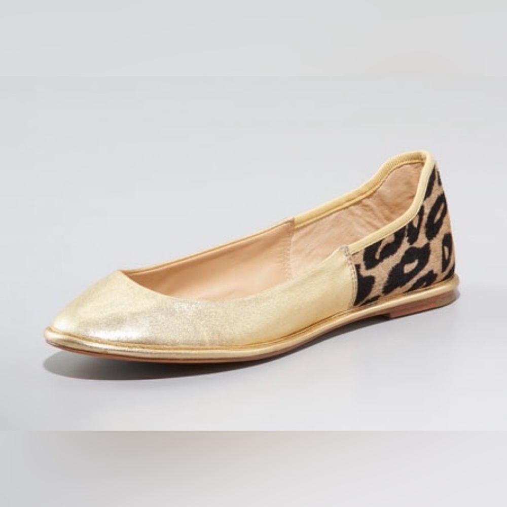 Diane‎ von Furstenberg Botswana pony champagne gold leather ballet flat Women 8